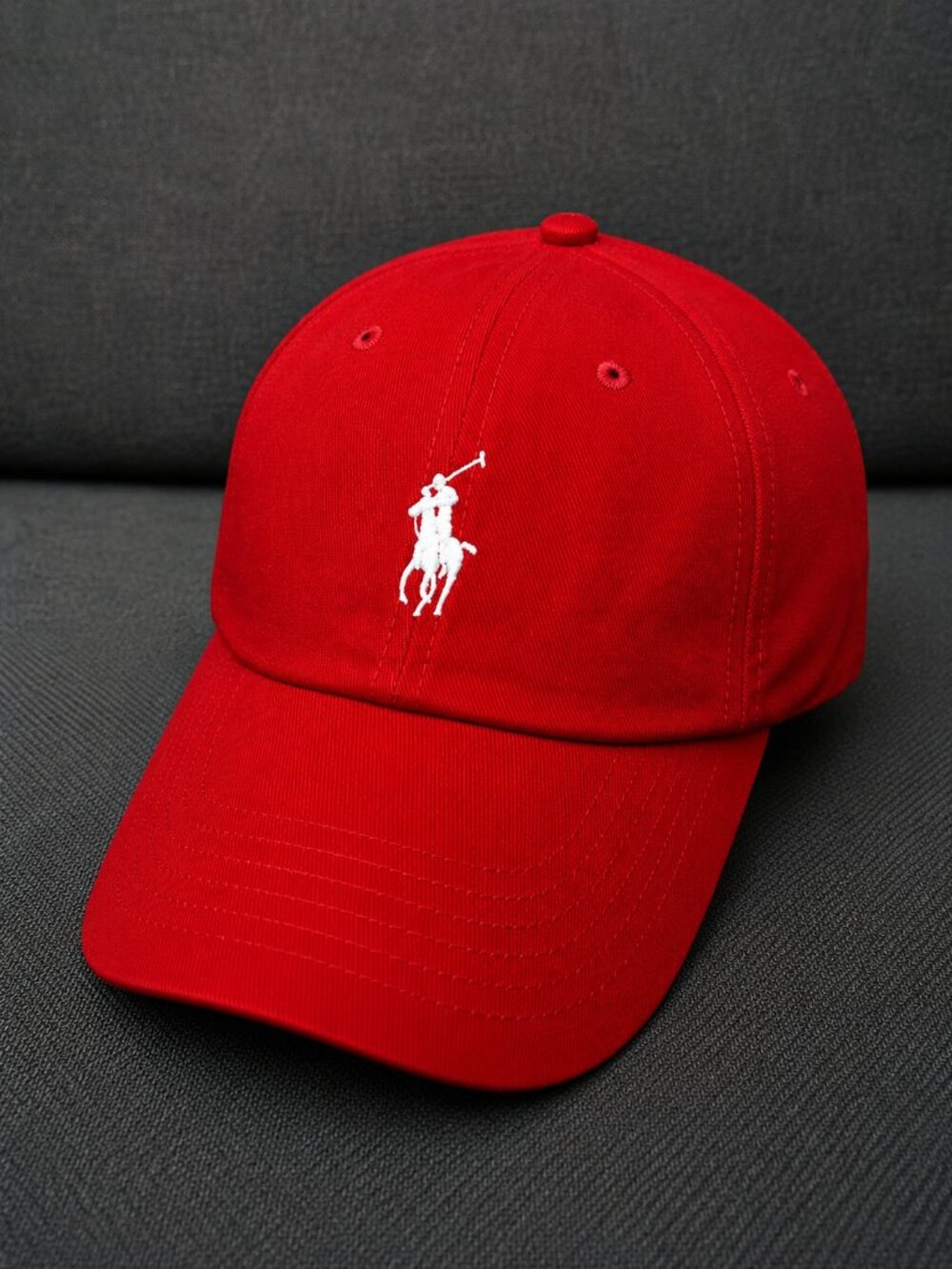 Polo Ralph Lauren Red Baseball Cap Black Pony Adjustable Men's Hat